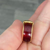 Vintage 18K Yellow Gold Guilloche Enamel Buckle Pinky Ring Size 4.25