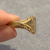 Vintage 14K Yellow Gold Diamond Set Oval Signet Ring Size 10