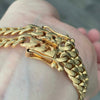 Vintage 18K Yellow Gold Large Curb Links ID Bracelet with Diamonds