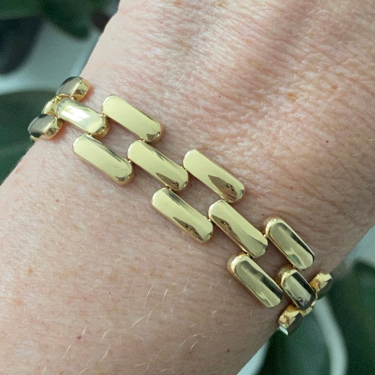 Vintage 14K Yellow Gold Panther Links Bracelet