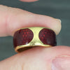 Vintage 18K Yellow Gold Guilloche Enamel Buckle Pinky Ring Size 4.25