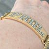 Vintage 18K Yellow Gold Large Curb Links ID Bracelet with Diamonds