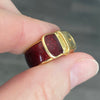 Vintage 18K Yellow Gold Guilloche Enamel Buckle Pinky Ring Size 4.25
