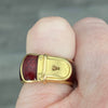 Vintage 18K Yellow Gold Guilloche Enamel Buckle Pinky Ring Size 4.25