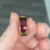 Vintage 18K Yellow Gold Guilloche Enamel Buckle Pinky Ring Size 4.25