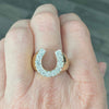 Vintage 14K Gold Diamond Horseshoe Ring Size 10