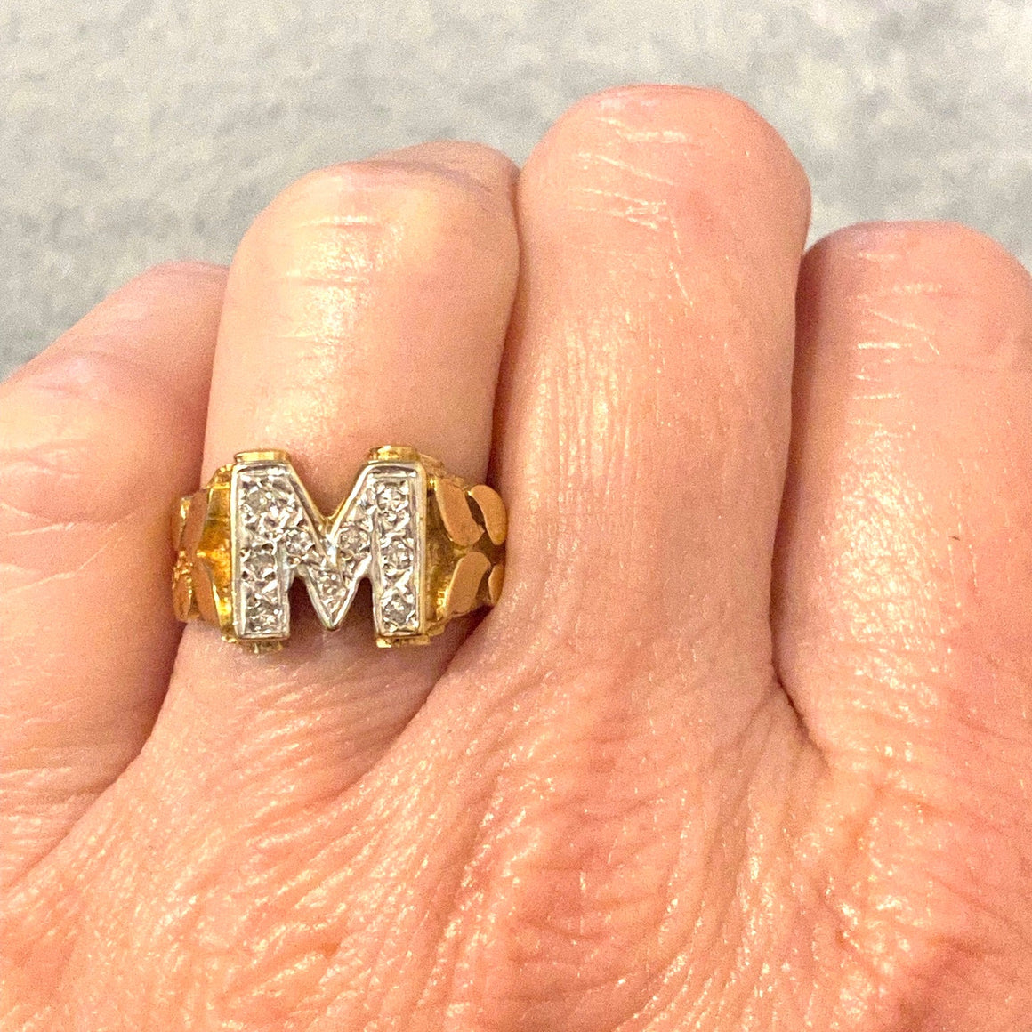 Vintage 14K Gold "M" Initial Ring