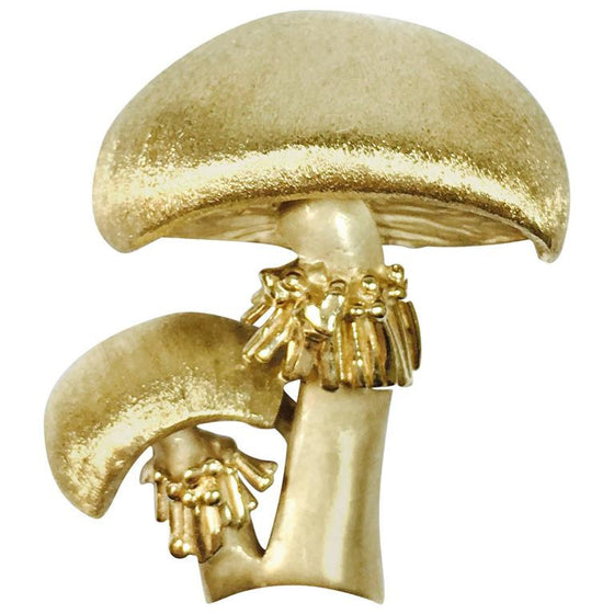 Vintage 14K Yellow Gold Mushroom Brooch Pin