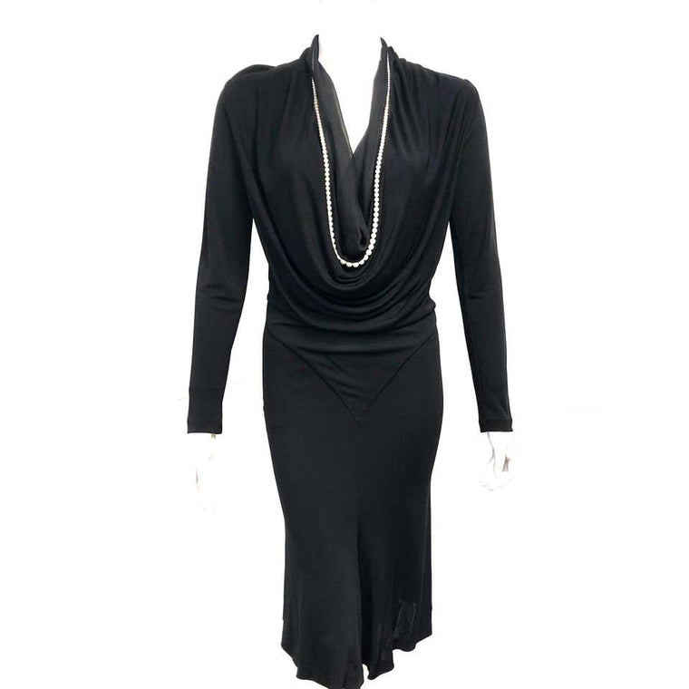Vintage Jean Paul Gaultier White Pearl Collar Plunging Neckline Dress