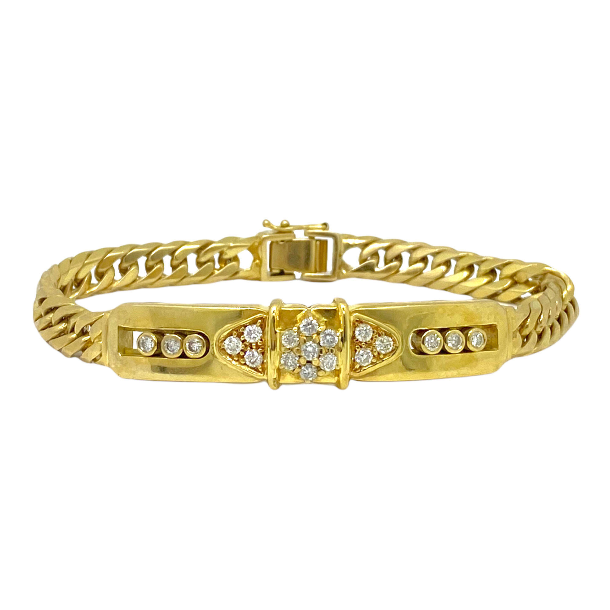 9ct Gold 16cm Solid Diamond Set Id 11 Bracelet  Angus  Coote