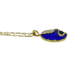 18K Gold Lapis Lazuli Black Onyx Mother of Pearl & Diamond Snake Necklace