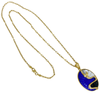 18K Gold Lapis Lazuli Black Onyx Mother of Pearl & Diamond Snake Necklace