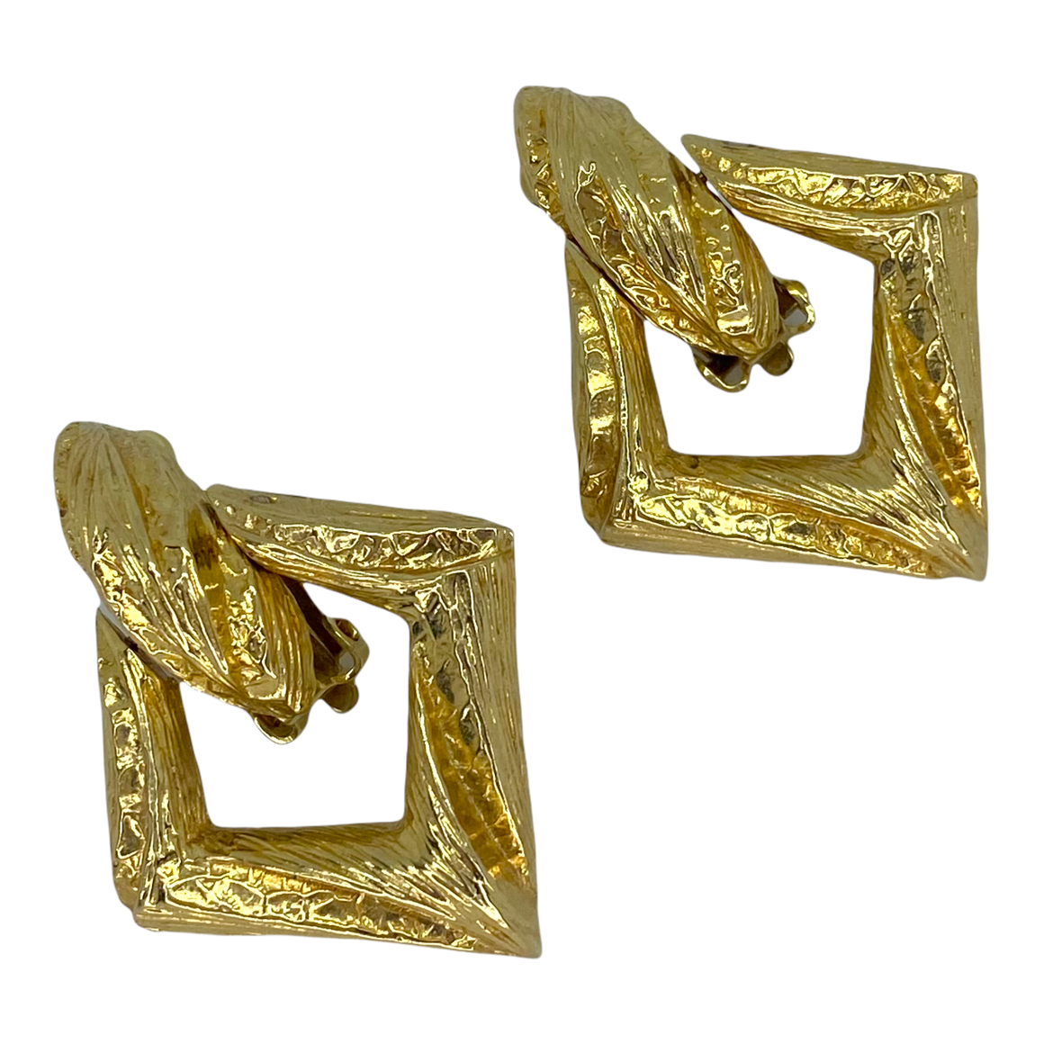 Vintage 14K Yellow Gold Large Door Knocker Style Earrings