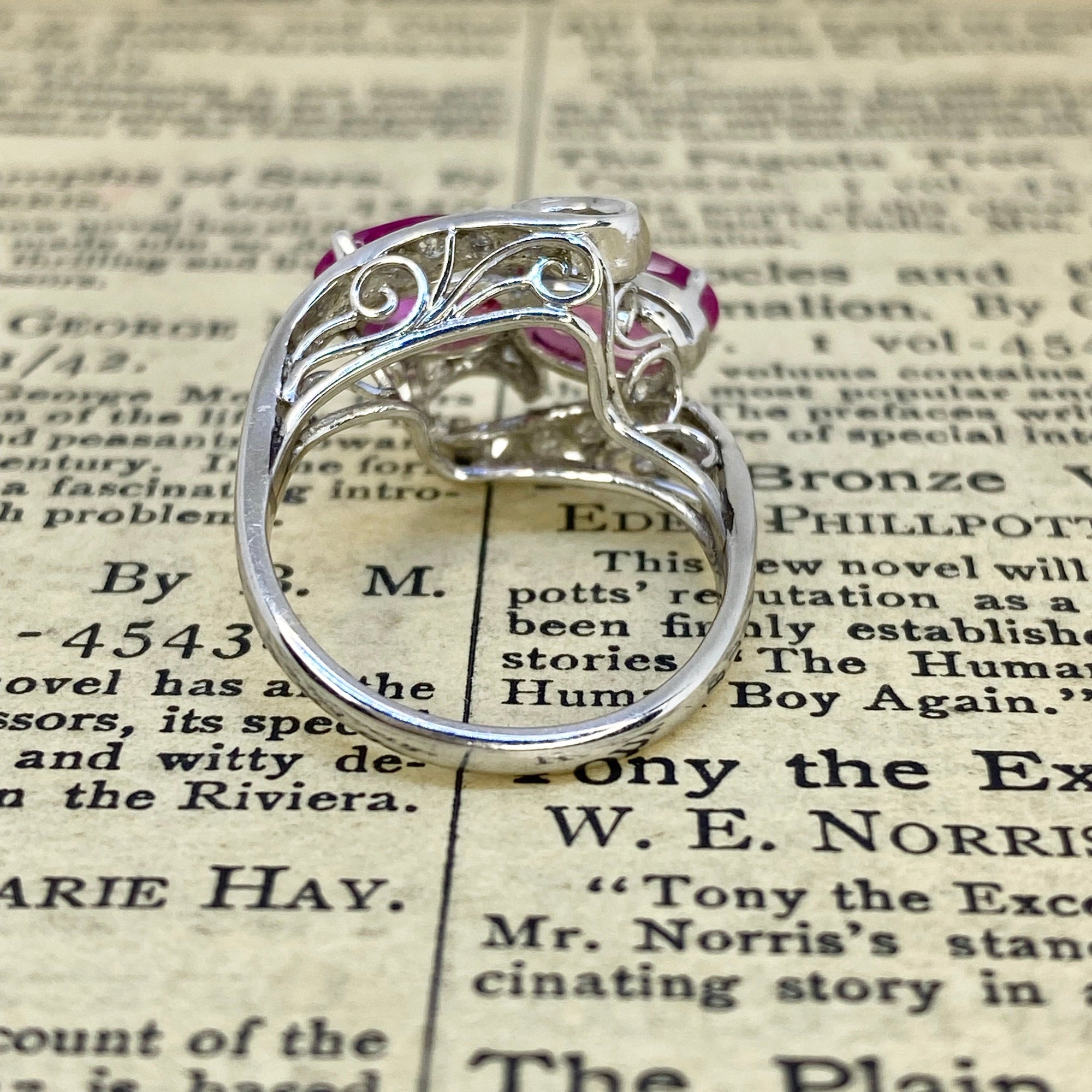 Edwardian GIA No Heat Pink Sapphire and Diamond Ring