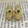 Vintage Hermes Paris 18K Yellow Gold Pave Diamond Earrings