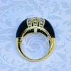 Vintage 18K Yellow Gold Black Onyx and Diamond Dome Ring