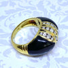 Vintage 18K Yellow Gold Black Onyx and Diamond Dome Ring