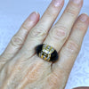 Vintage 18K Yellow Gold Black Onyx and Diamond Dome Ring