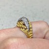 Vintage 18K Gold Textured Diamond Crossover Ring