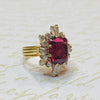 Vintage 18K Gold Rubellite Tourmaline & Diamond Ring