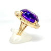 Estate 30 Carat Amethyst and Diamond 14K Rose Gold Ring