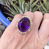 Estate 30 Carat Amethyst and Diamond 14K Rose Gold Ring
