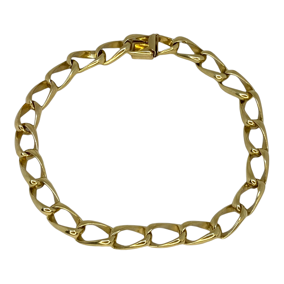 Vintage 14K Yellow Gold Large Open Curb Links Bracelet