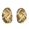 Vintage 14K Gold Puffed Ribbed Diamond Earrings