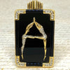 Erte' "A" from the Alphabet Collection Black Onyx & Diamond 14K Gold Pin