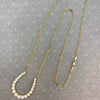 Vintage 14K Yellow Gold Pearl Horseshoe Paperclip Chain Necklace