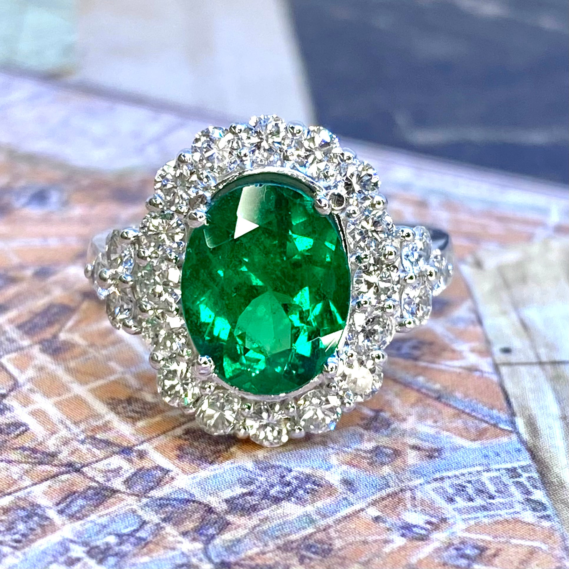 Certified Tsavorite Garnet and Diamond Platinum Ring HIGH KARAT LLC