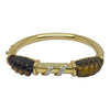 Vintage 14K Yellow Gold Tiger's Eye and Diamond Bangle Bracelet