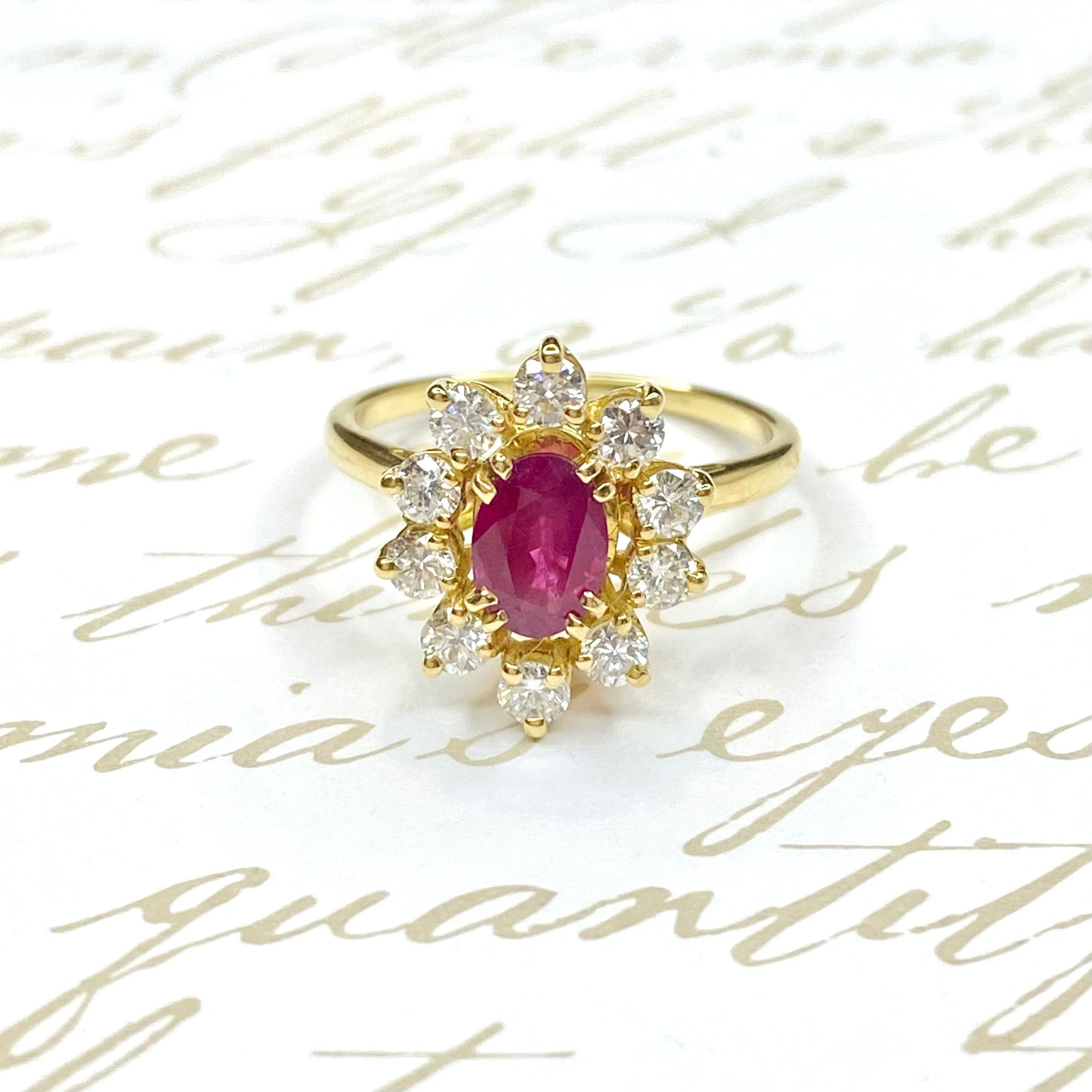 Vintage French GIA Certified Burma Ruby and Diamond Ring