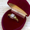 Estate Art Deco 18K Gold Two Tone Diamond Engagement Ring