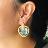 Vintage 18K Gold 50 Carats of Aquamarine and Diamond Earrings