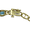 Vintage 14K Yellow Gold Blue Topaz Mariner Links Bracelet