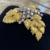 Vintage 18K Gold Leaves and Diamonds Pin Pendant