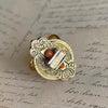 Victorian 14K Yellow Gold Coral and Enamel Ring