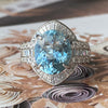 Vintage Platinum Aquamarine & Diamond Ring