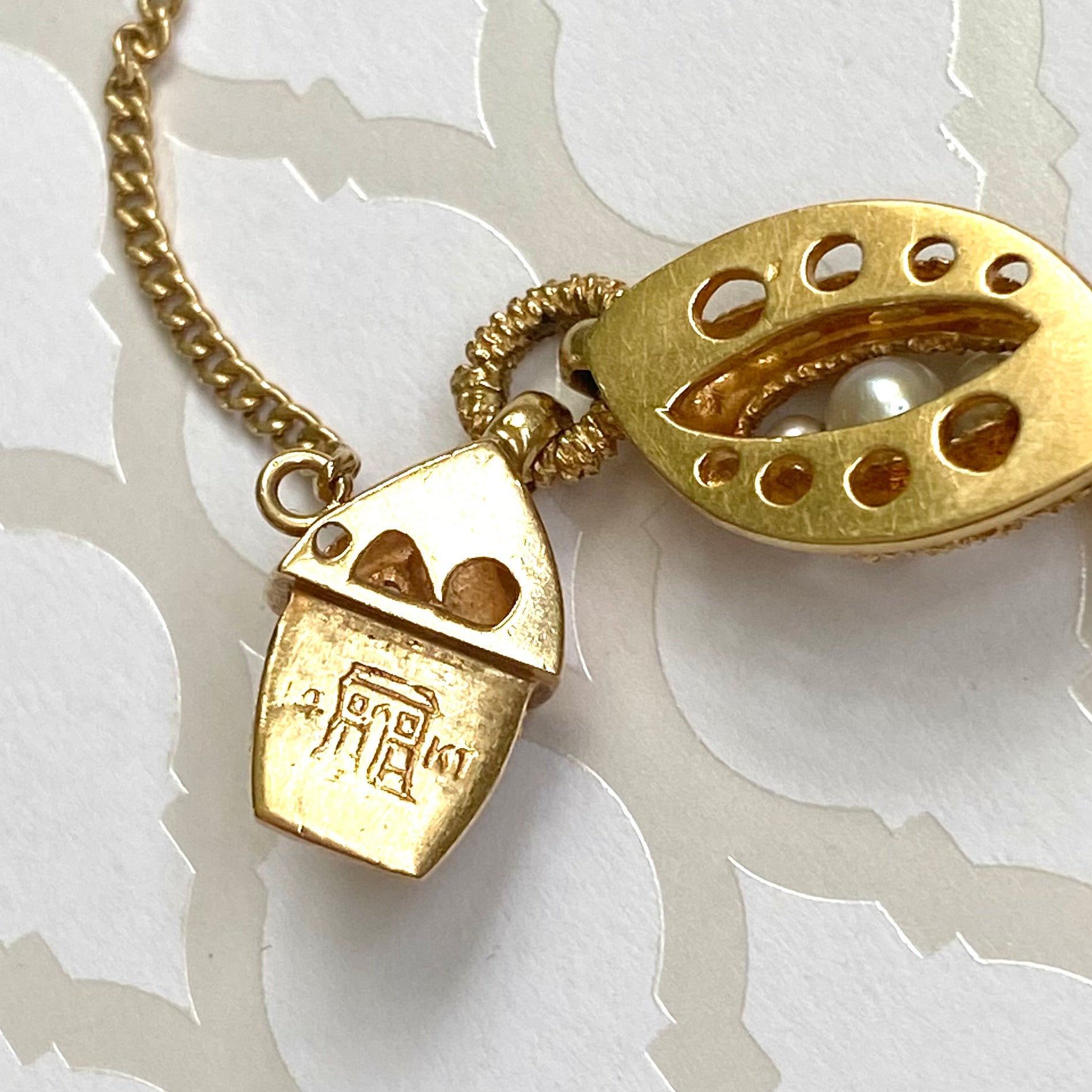 Vintage La Triomphe 14K Yellow Gold and Pearl Bracelet