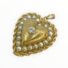 Vintage 14K Yellow Gold and Pearl Large Heart Shape Locket Pendant