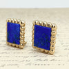 Vintage 14K Yellow Gold Lapis Lazuli Earrings