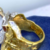 Vintage 18K Gold Ruby and Diamond Saddle Ring