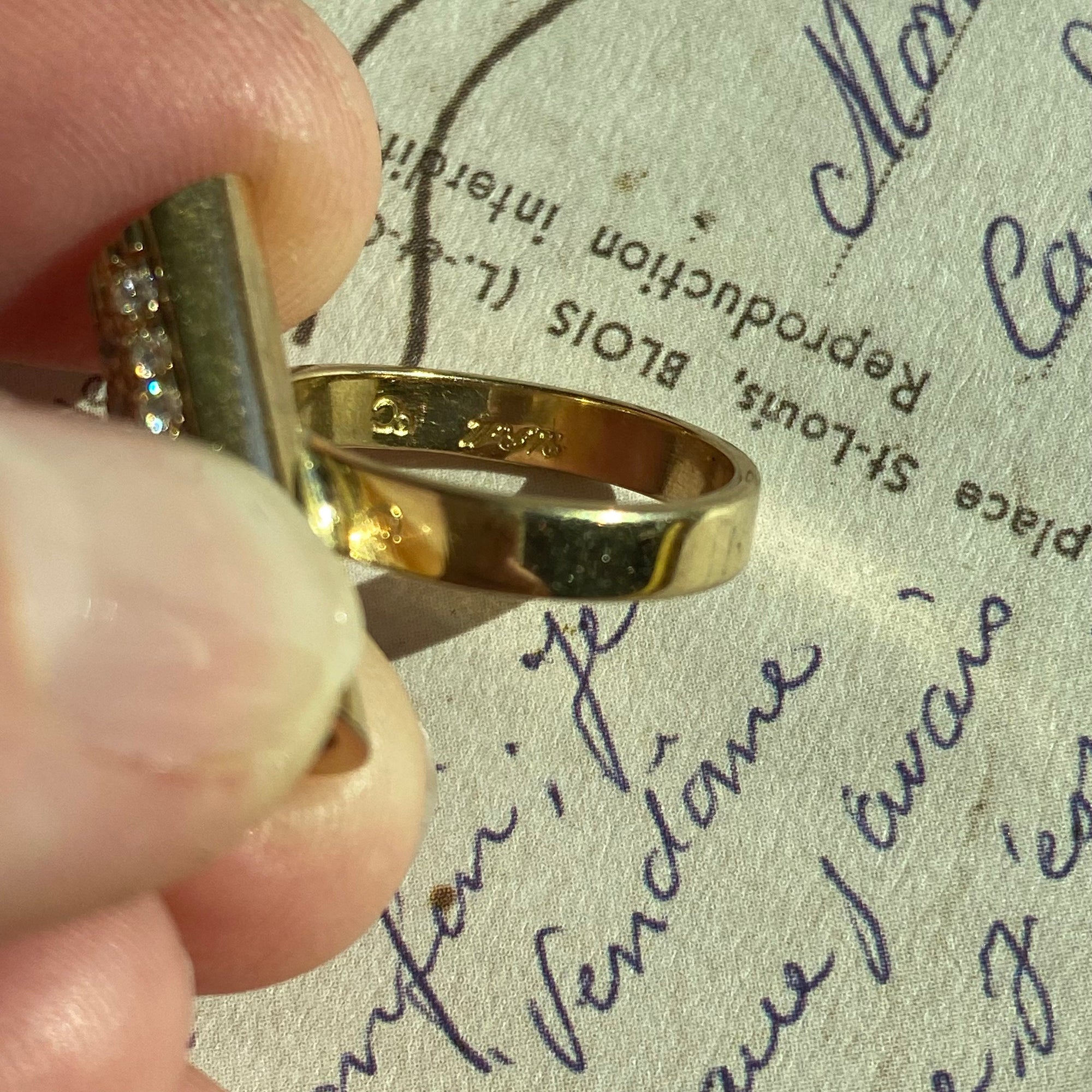 Vintage 14K Gold Diamond Set Tube Ring