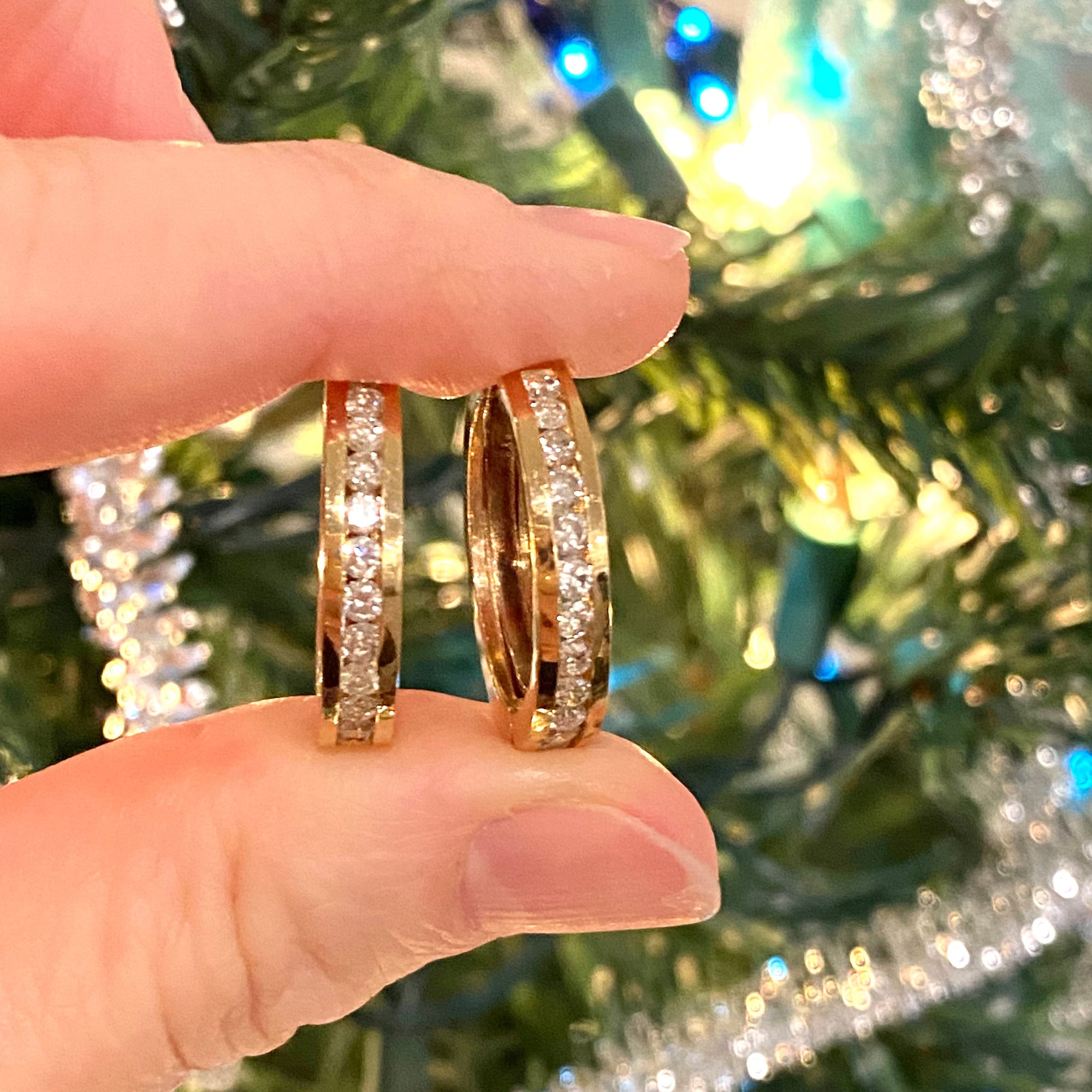 Vintage diamond 2025 hoop earrings