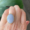 Vintage Ming's Hawaii 14K Yellow Gold Large Lavender Jade Ring