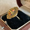 Victorian 14K Yellow Gold Coral and Enamel Ring