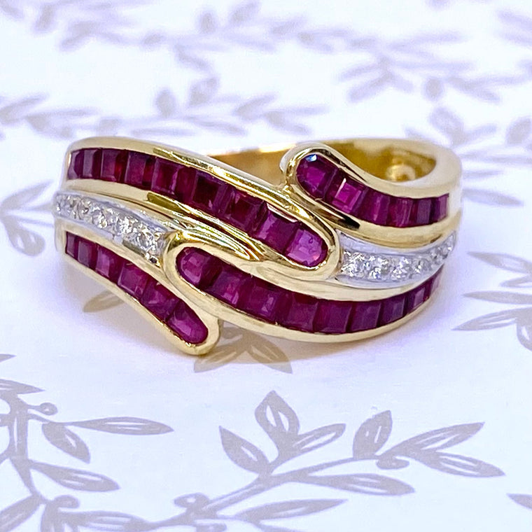 LeVian 18K Yellow Gold Ruby and Diamond Ring