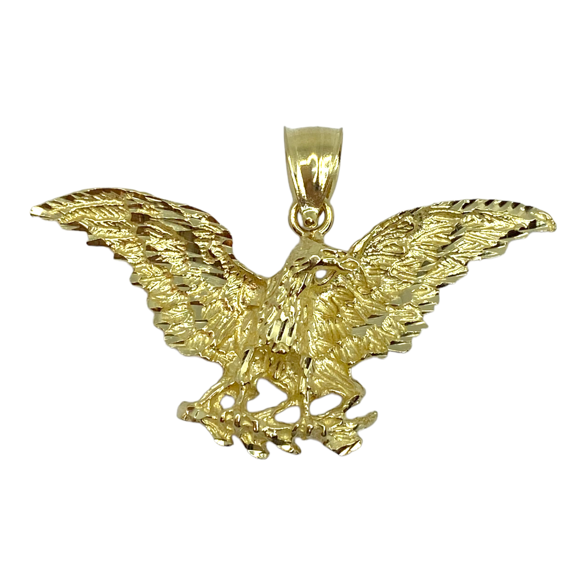 14K Yellow Gold Eagle with Branch Pendant
