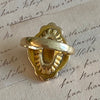 Victorian 14K Yellow Gold Coral and Enamel Ring